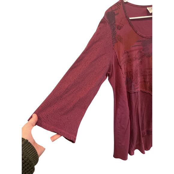 CMC Color Me Cotton Womens Tunic Top Size XL Cola Red Burgundy Lagenlook Boho - Picture 6 of 7